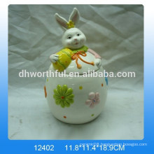 Lovely ceramic storage tank with easter rabbit design